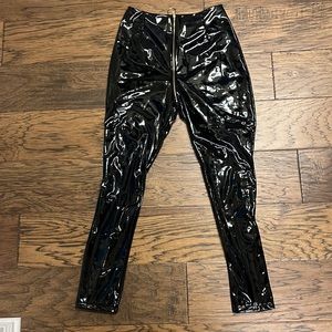 MESHKI Black Latex Patent Pants Size M new worn once for pictures